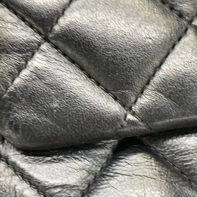 Chanel Timeless Classic Flap Medium 2008 Black Lambskin Leather Silver Hardware