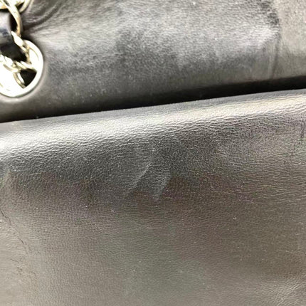 Chanel Timeless Classic Flap Medium 2008 Black Lambskin Leather Silver Hardware