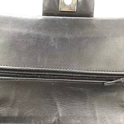 Chanel Timeless Classic Flap Medium 2008 Black Lambskin Leather Silver Hardware