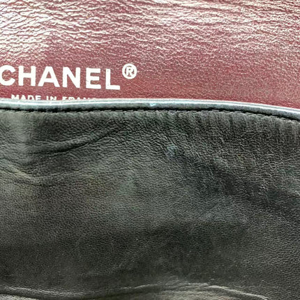Chanel Timeless Classic Flap Medium 2008 Black Lambskin Leather Silver Hardware