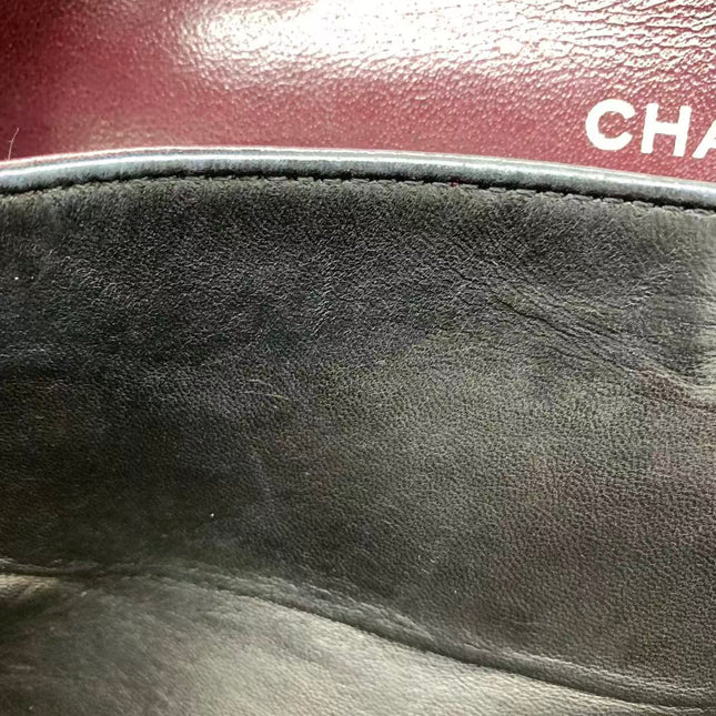 Chanel Timeless Classic Flap Medium 2008 Black Lambskin Leather Silver Hardware