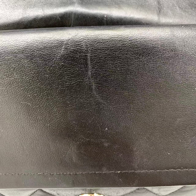 Chanel Timeless Classic Flap Medium 2008 Black Lambskin Leather Silver Hardware
