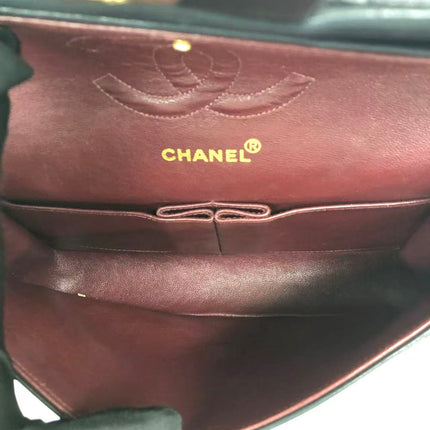 Chanel Classic Flap Vintage Medium Black Lambskin Leather with 24k Gold HW, 1994-1996