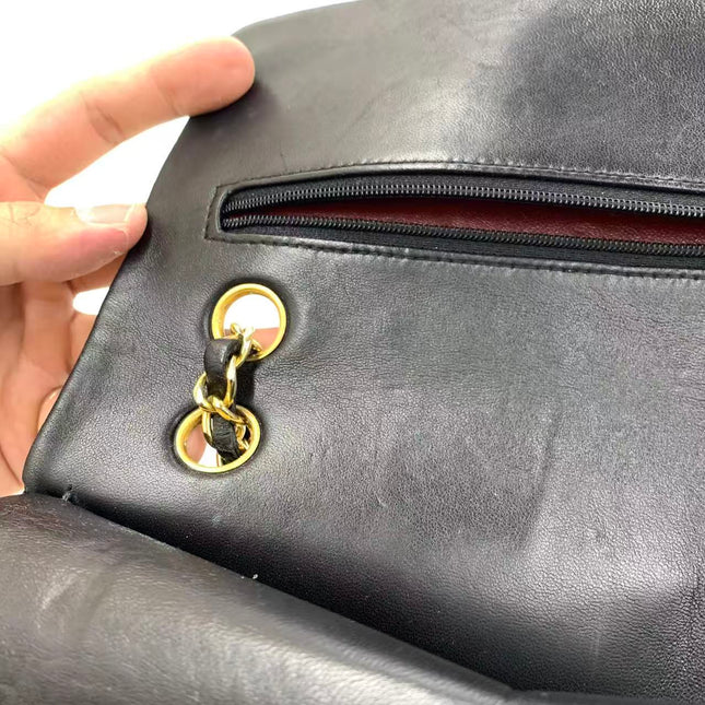 Chanel Classic Flap Vintage Medium Black Lambskin Leather with 24k Gold HW, 1994-1996