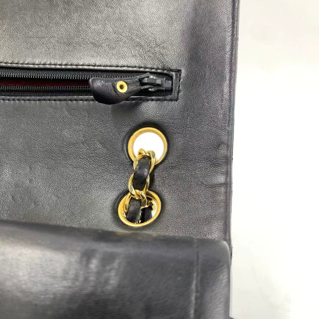 Chanel Classic Flap Vintage Medium Black Lambskin Leather with 24k Gold HW, 1994-1996