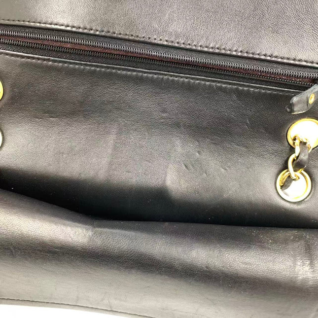 Chanel Classic Flap Vintage Medium Black Lambskin Leather with 24k Gold HW, 1994-1996