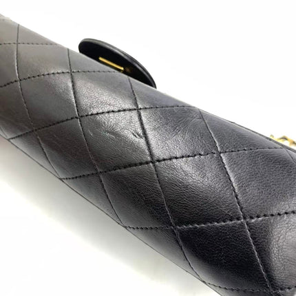 Chanel Classic Flap Vintage Medium Black Lambskin Leather with 24k Gold HW, 1994-1996