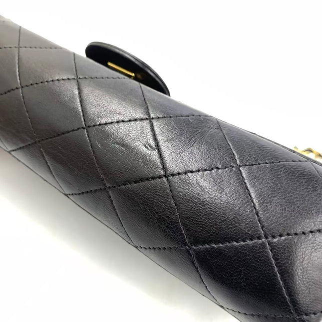 Chanel Classic Flap Vintage Medium Black Lambskin Leather with 24k Gold HW, 1994-1996