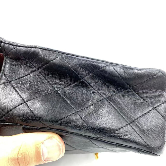 Chanel Classic Flap Vintage Medium Black Lambskin Leather with 24k Gold HW, 1994-1996