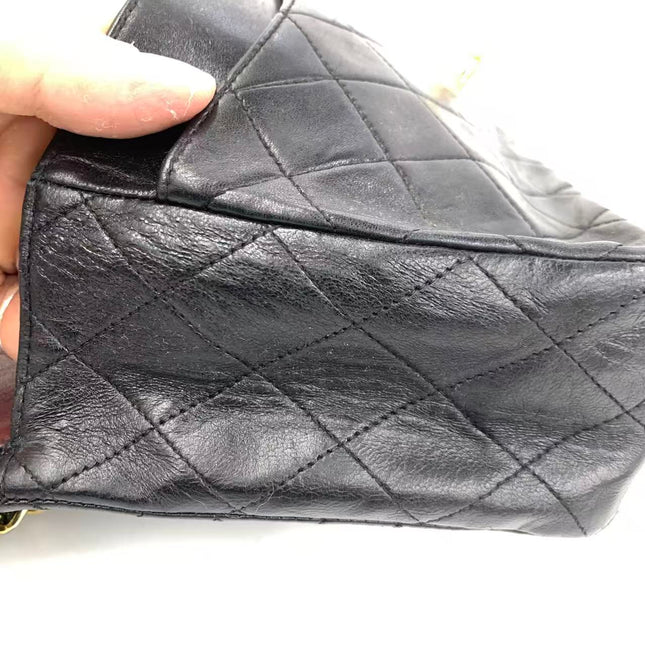Chanel Classic Flap Vintage Medium Black Lambskin Leather with 24k Gold HW, 1994-1996