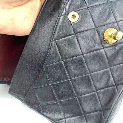 Chanel Classic Flap Vintage Medium Black Lambskin Leather with 24k Gold HW, 1994-1996