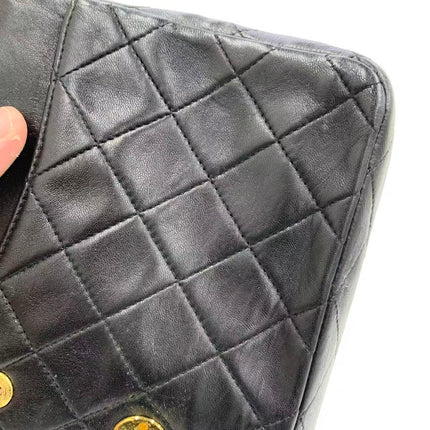 Chanel Classic Flap Vintage Medium Black Lambskin Leather with 24k Gold HW, 1994-1996