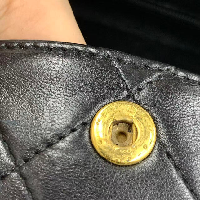 Chanel Classic Flap Vintage Medium Black Lambskin Leather with 24k Gold HW, 1994-1996