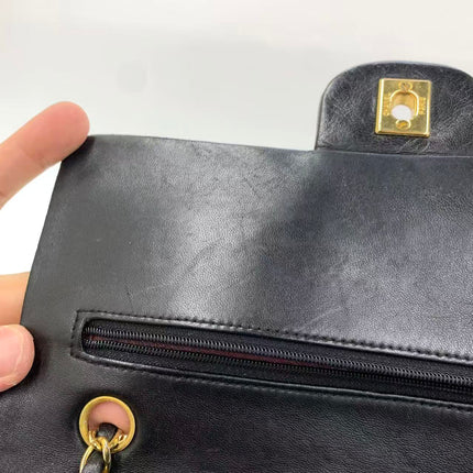 Chanel Classic Flap Vintage Medium Black Lambskin Leather with 24k Gold HW, 1994-1996