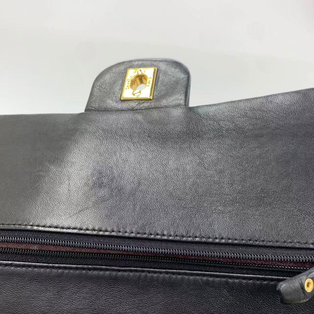 Chanel Classic Flap Vintage Medium Black Lambskin Leather with 24k Gold HW, 1994-1996