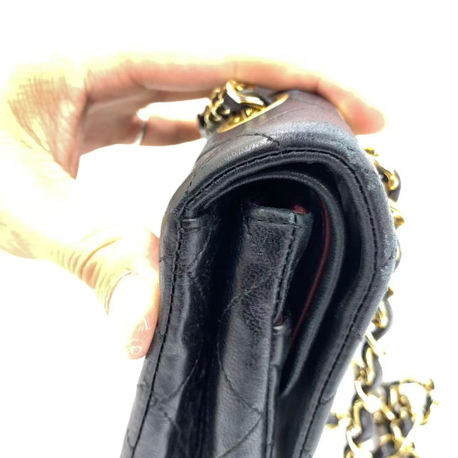Chanel Classic Flap Vintage Medium Black Lambskin Leather with 24k Gold HW, 1994-1996