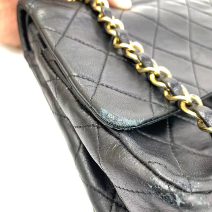 Chanel Classic Flap Vintage Medium Black Lambskin Leather with 24k Gold HW, 1994-1996