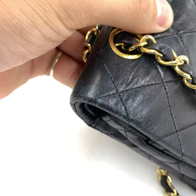Chanel Classic Flap Vintage Medium Black Lambskin Leather with 24k Gold HW, 1994-1996
