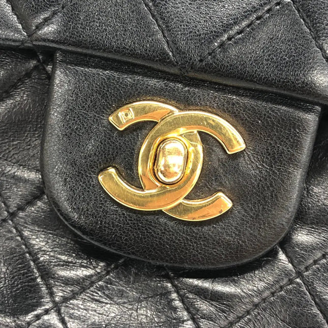 Chanel Classic Flap Vintage Medium Black Lambskin Leather with 24k Gold HW, 1996-1997