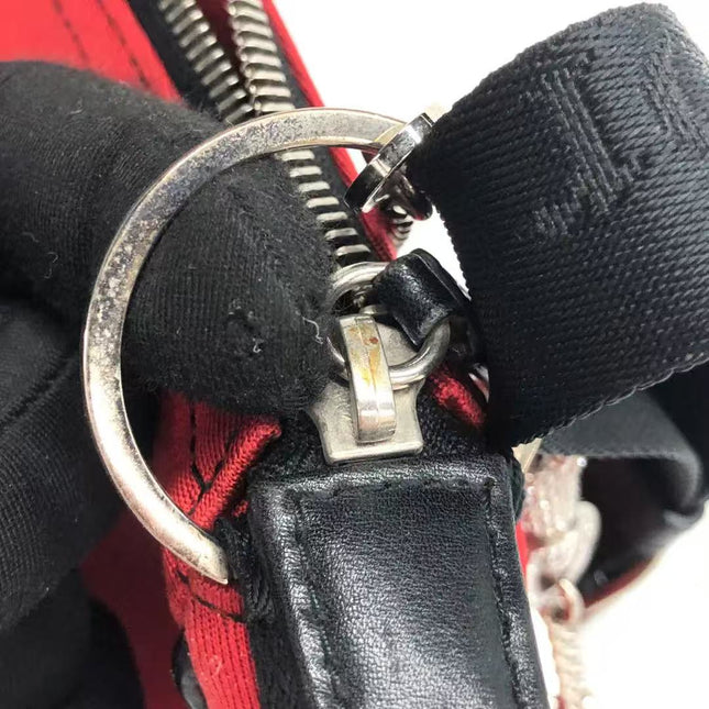 Dior Red Canvas Vintage Silver Hardware Crossbody Bag