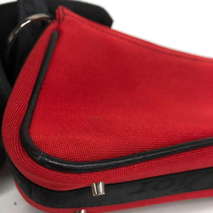 Dior Red Canvas Vintage Silver Hardware Crossbody Bag