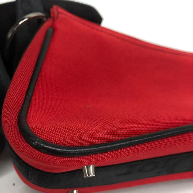 Dior Red Canvas Vintage Silver Hardware Crossbody Bag