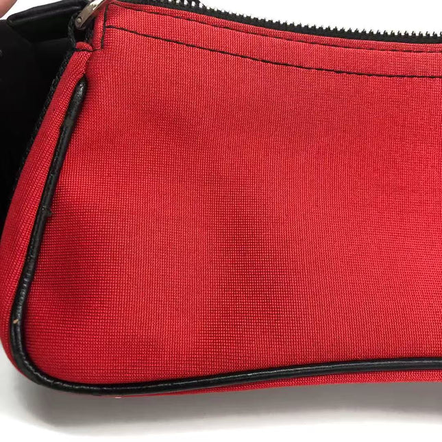 Dior Red Canvas Vintage Silver Hardware Crossbody Bag