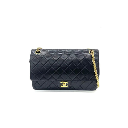 Chanel Classic Flap Vintage Black Lambskin Leather with Gold Hardware Chain Strap