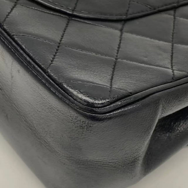 Chanel Classic Flap Vintage Black Lambskin Leather with Gold Hardware Chain Strap