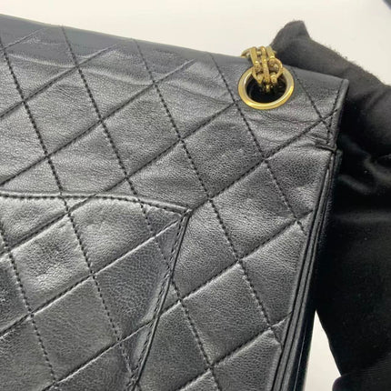 Chanel Classic Flap Vintage Black Lambskin Leather with Gold Hardware Chain Strap