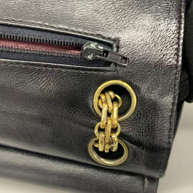 Chanel Classic Flap Vintage Black Lambskin Leather with Gold Hardware Chain Strap