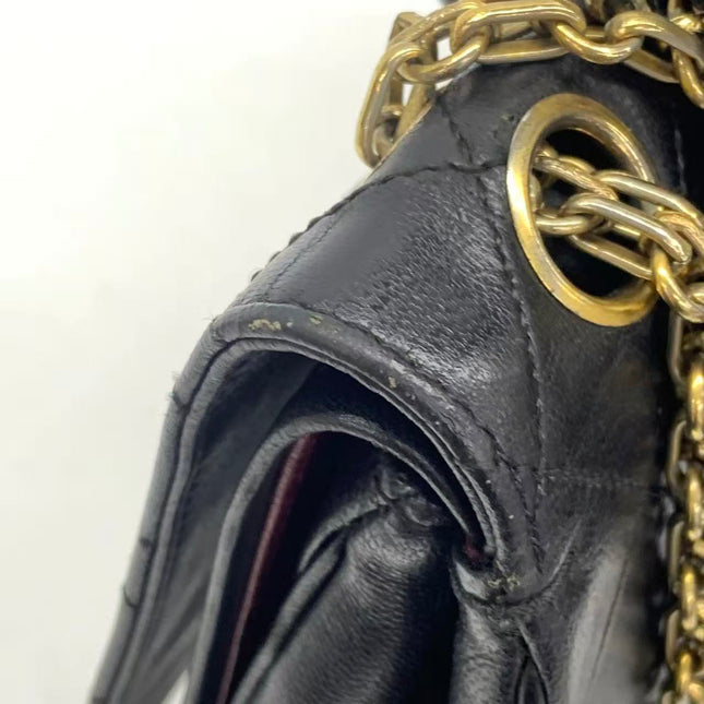 Chanel Classic Flap Vintage Black Lambskin Leather with Gold Hardware Chain Strap