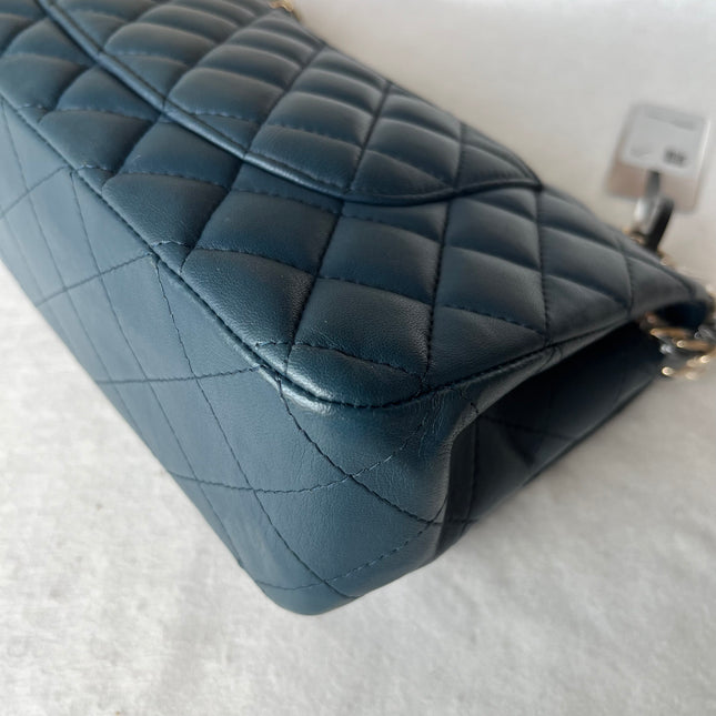 Chanel Classic Flap Medium Navy Lambskin Leather Gold Hardware 2017