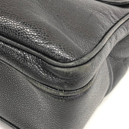 Chanel Large Vintage Front Pocket Tote Black Quilted Caviar Leather Double Gold Leather Chain