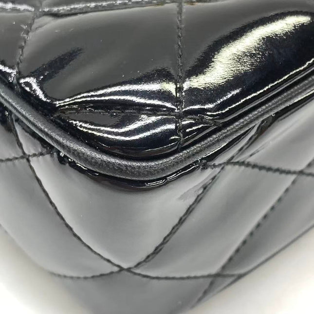 Chanel Vintage Mini Camera Bag Black Patent Leather Gold Hardware