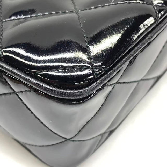Chanel Vintage Mini Camera Bag Black Patent Leather Gold Hardware