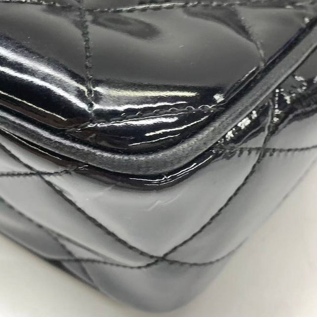Chanel Vintage Mini Camera Bag Black Patent Leather Gold Hardware