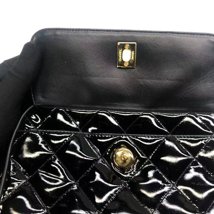 Chanel Vintage Mini Camera Bag Black Patent Leather Gold Hardware