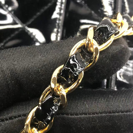 Chanel Vintage Mini Camera Bag Black Patent Leather Gold Hardware