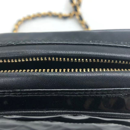 Chanel Vintage Mini Camera Bag Black Patent Leather Gold Hardware