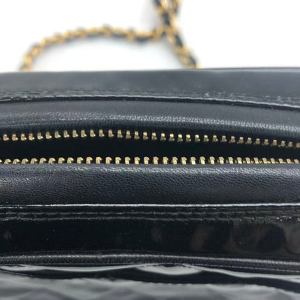 Chanel Vintage Mini Camera Bag Black Patent Leather Gold Hardware