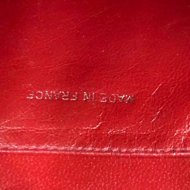 Chanel Vintage Half Moon Red Lambskin Gold Matelasse Chain Shoulder Bag