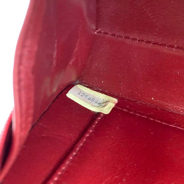 Chanel Vintage Half Moon Red Lambskin Gold Matelasse Chain Shoulder Bag