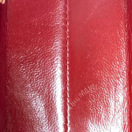 Chanel Vintage Half Moon Red Lambskin Gold Matelasse Chain Shoulder Bag