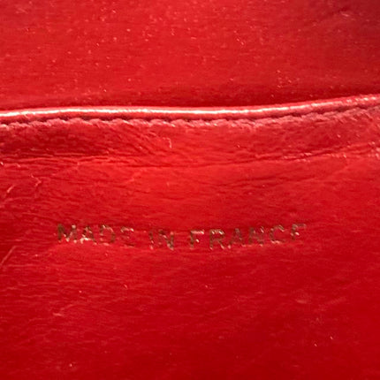 Chanel Vintage Half Moon Red Lambskin Gold Matelasse Chain Shoulder Bag