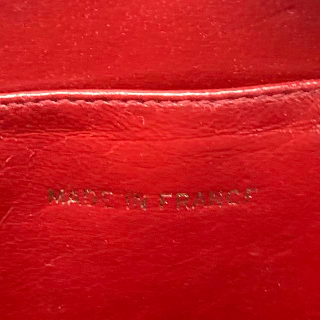 Chanel Vintage Half Moon Red Lambskin Gold Matelasse Chain Shoulder Bag