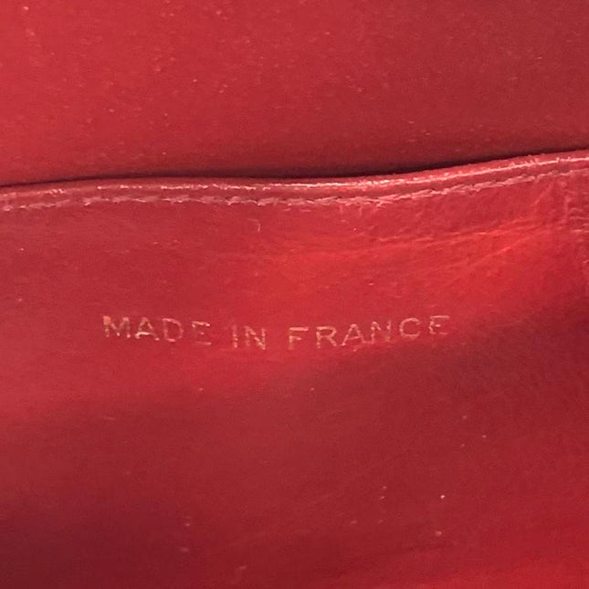 Chanel Vintage Half Moon Red Lambskin Gold Matelasse Chain Shoulder Bag
