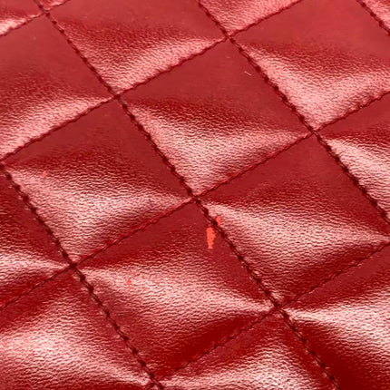 Chanel Vintage Half Moon Red Lambskin Gold Matelasse Chain Shoulder Bag