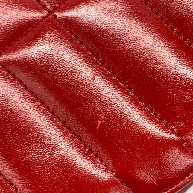 Chanel Vintage Half Moon Red Lambskin Gold Matelasse Chain Shoulder Bag