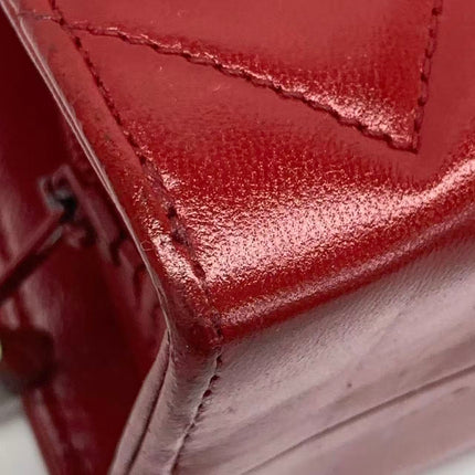 Chanel Vintage Half Moon Red Lambskin Gold Matelasse Chain Shoulder Bag